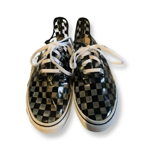 RARE Classic Checkered Vinyl Clear/Black See Through Youth Vans Size 2.5 - Picture 2 of 4